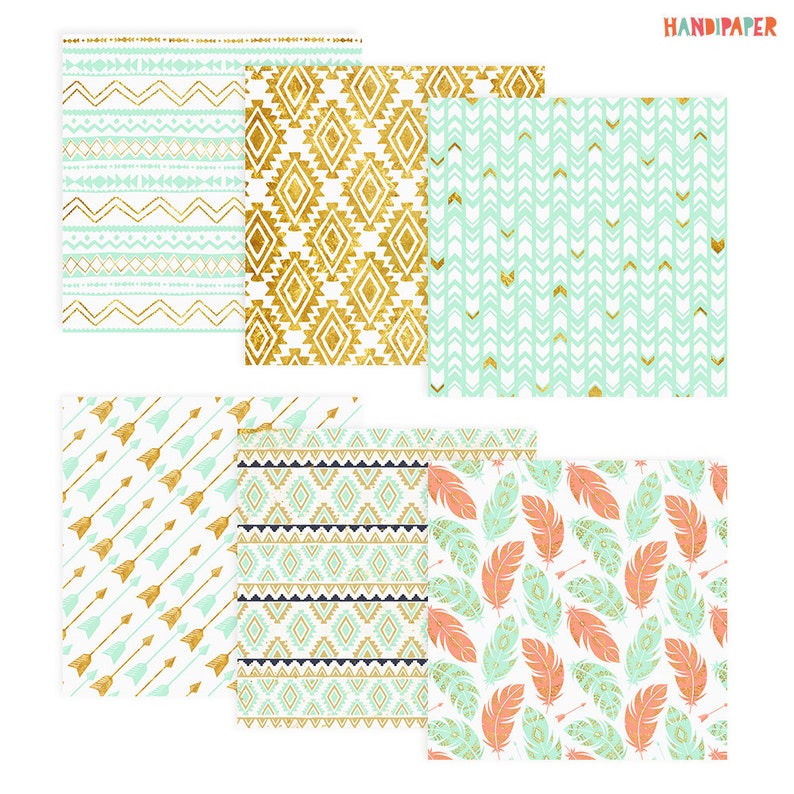 Digital scrapbooking paper:Aztec motifs printable | Etsy