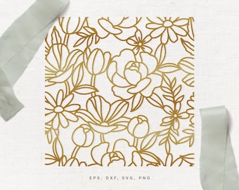 Floral Seamless Pattern SVG Cut File for Cricut, Silhouette, svg dxf png eps, Floral Background svg, Peony Pattern svg, Flower Wallpaper svg