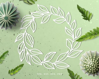 Cut file Leafy Wreath (svg, dxf, png, eps) for Silhouette Cameo, Cricut, paper crafting, scrapbooking projects, card making, leaves frame