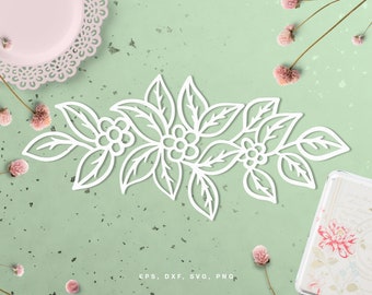 Leaf border cut file (svg dxf png eps) for Silhouette & Cricut machines, scrapbooking layouts, card making, DIY projects, decals, stencils