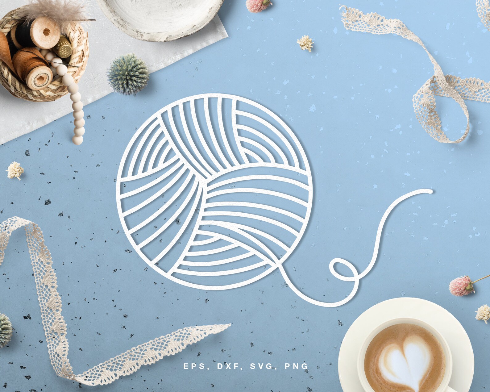 Yarn ball cut file svg dxf png eps for Silhouette &amp; Cricut | Etsy
