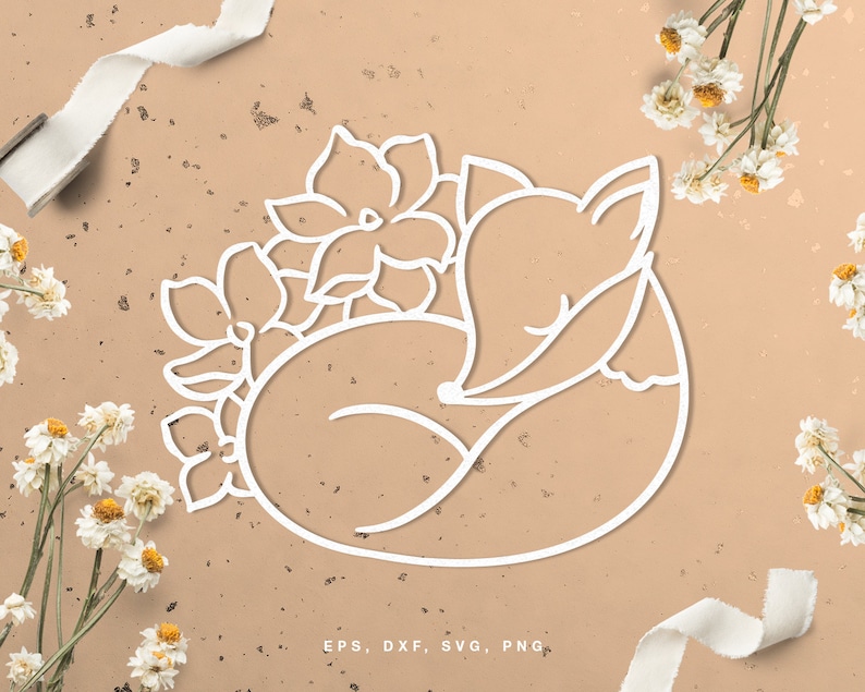 Cute Sleeping Fox Cut File (svg Dxf Png Eps) for Silhouette, Cricut ...
