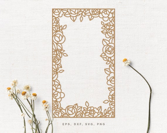 Floral Rectangle Frame Cut File svg Dxf Png Eps for - Etsy