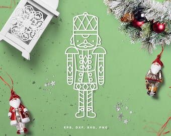 Plik do wycinania na Boże Narodzenie Dziadek do orzechów (svg dxf png eps) dla Silhouette Cameo, Cricut, dekoracje świąteczne DIY, wycinanie papieru, tworzenie kartek, scrapbooking