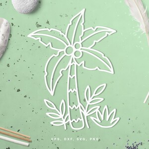 Tropisk palmträdsklippfil (svg dxf png eps) för Silhouette, Cricut, scrapbooking, korttillverkning, blommigt pappersklipp, dekaler, sommarpyssel DIY