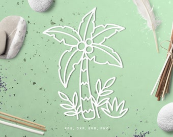 Tropical Palm tree cut file (svg dxf png eps) for Silhouette, Cricut, scrapbooking, card making, floral paper cut, decals, summer crafts DIY