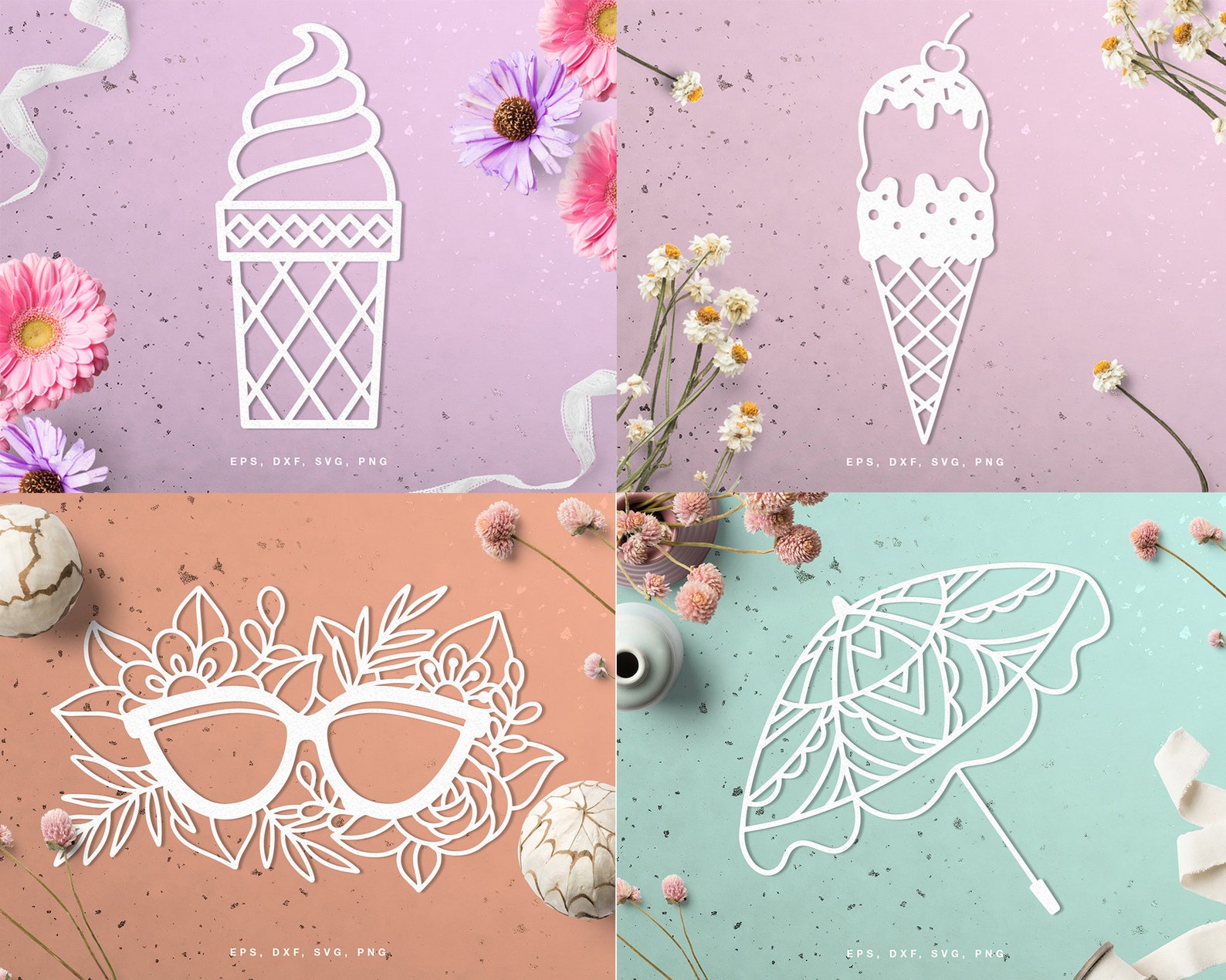Summer SVG Bundle Cut Files for Silhouette Cameo, Cricut (eps, Png, Dxf ...