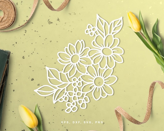 Daisy Flowers SVG File - Cut File for Cricut & Silhouette in svg dxf png eps, Summer Floral SVG, Wild Flowers SVG, Floral Bouquet svg