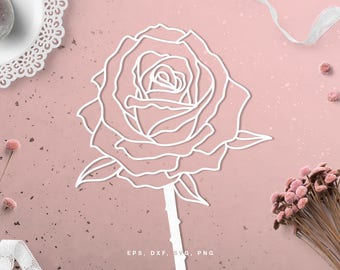Floral rose digital cut file (svg, dxf, png) for Silhouette Cameo, Cricut, paper crafting, scrapbooking projects, card making, stencils