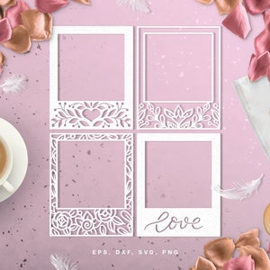 Conjunto de molduras quadradas florais de arquivo de corte (svg, dxf, png, eps) Silhouette Cameo, Cricut, elaboração de papel, projetos de scrapbooking, criação de cartões