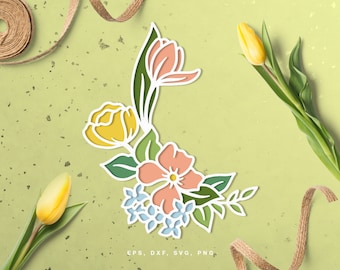 Floral Cut file (svg dxf png eps) for Silhouette Cameo, Cricut, scrapbooking, card making, wedding decor