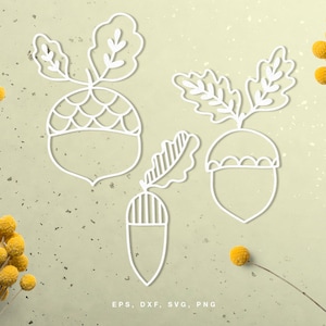 Eichel-Cutfile-Set | Digitale Scrapbook | Papier geschnitten | dxf svg png eps | Silhouette Cricut | Kartenherstellung | Druckbare Schablone | Herbst, Herbst