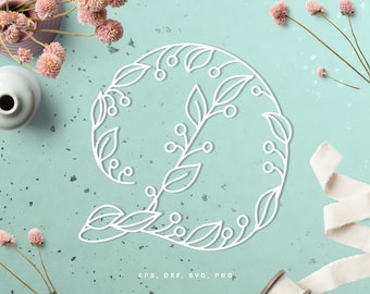 Floral Alphabet Letter "D" cut file (svg dxf png eps) digital scrapbooking, paper cut, Silhouette Cameo, Cricut, room decor DIY, card making