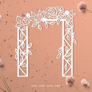 Arquivo de corte em arco floral (svg dxf png eps) para Silhouette & Cricut, scrapbooking digital, confecção de cartões, corte de papel floral, decalques, casamento DIY