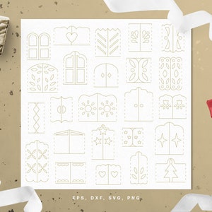 Advent calendar windows cut file (svg dxf png eps) for Silhouette & Cricut, Christmas DIY decor, holiday presents, scrapbooking, paper cut