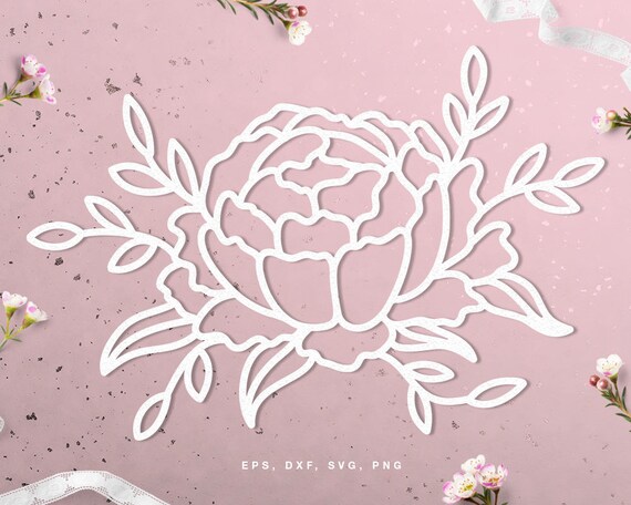 Download Floral peony digital cut file svg dxf png eps for | Etsy