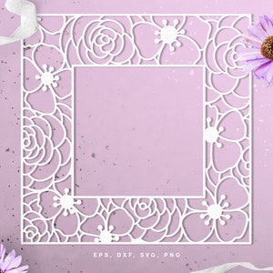 Archivo de corte / Scrapbooking digital / Corte de papel / dxf svg png eps / Silhouette & Cricut / Fabricación de tarjetas / Plantilla imprimible / Archivo de corte marco floral