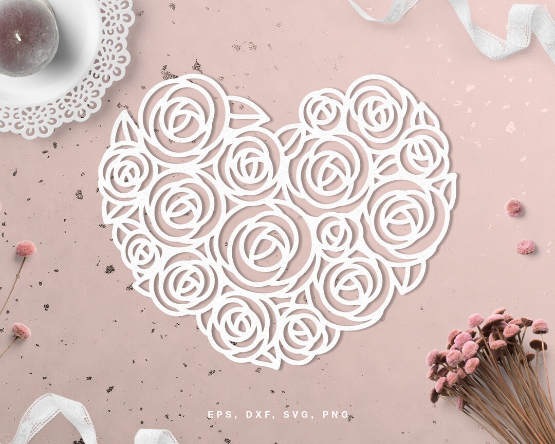 Floral Heart Cut File (svg Dxf Png Eps) for Silhouette & Cricut ...