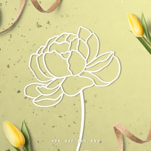 Florale Pfingstrose digitale Schnittdatei (svg, dxf, png) für Silhouette Cameo, Cricut, Papierherstellung, Scrapbooking Projekte, Kartenherstellung, Schablonen