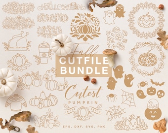 Fall SVG Bundle cut files for Silhouette Cameo, Cricut (eps, png, dxf, svg), Autumn Pack svg, Halloween svg Collection, Seasonal svg Set