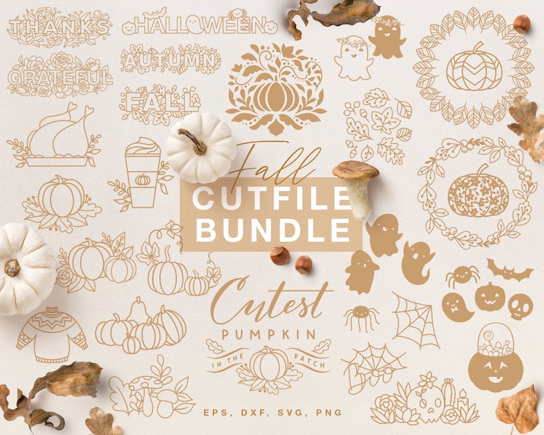Fall SVG Bundle Cut Files for Silhouette Cameo, Cricut (eps, Png, Dxf ...
