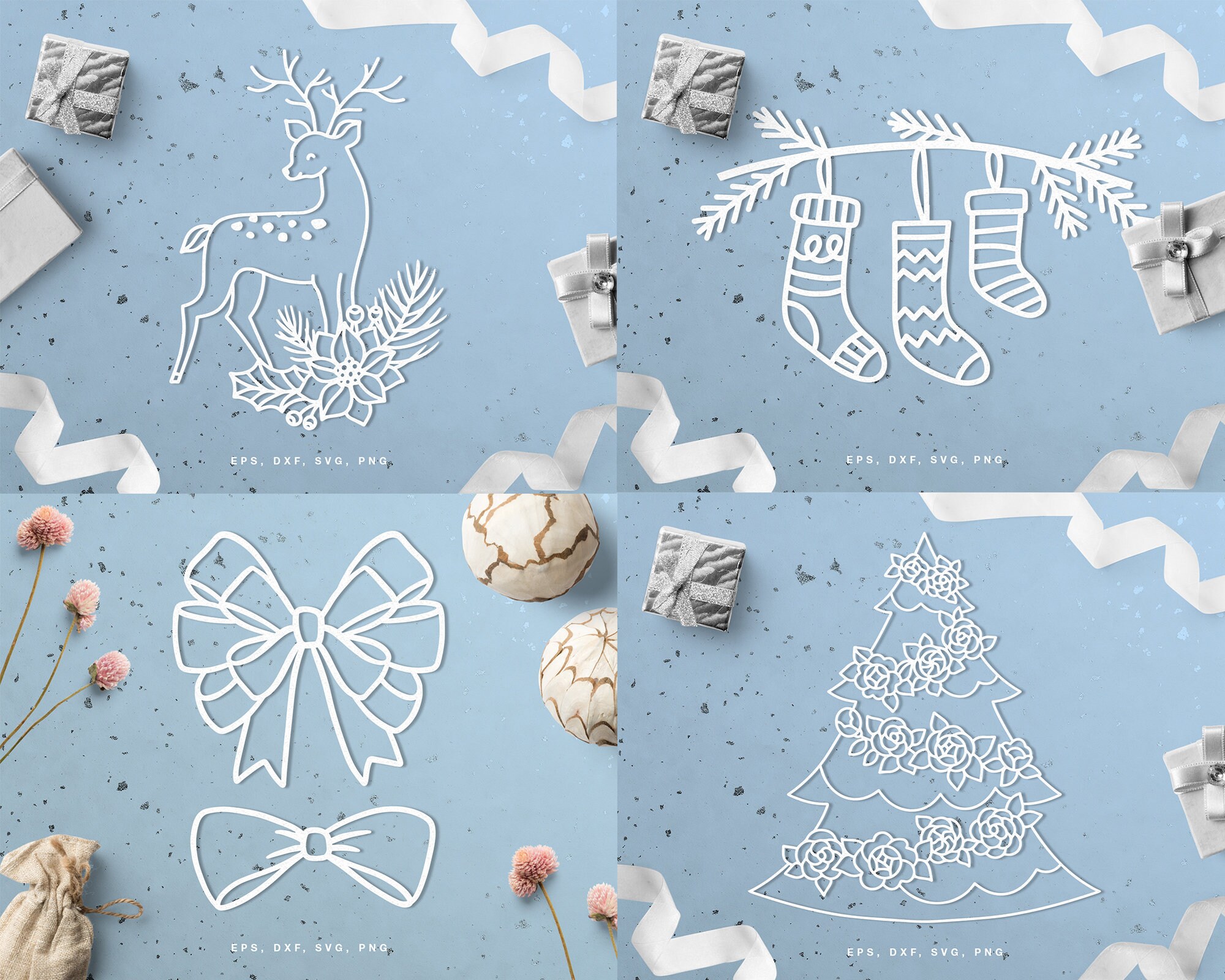 Christmas SVG File Bundle (svg Dxf Png Eps) Cut Files for Silhouette ...