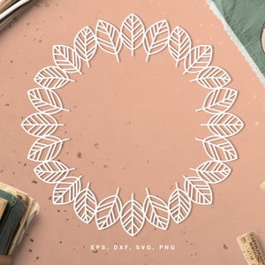 Archivo de corte de corona de hoja de otoño / Scrapbooking digital / dxf svg png eps / Silhouette Cricut / Card making / Printable stencil / Paper cutting /