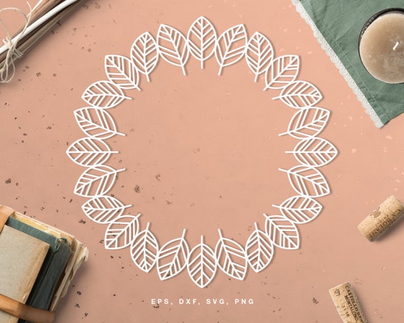 Fall leaf wreath cut file | Digital Scrapbooking | dxf svg png eps | Silhouette Cricut | Card making | Printable stencil | Paper cutting |