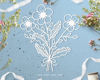 Floral bouquet cut file (svg dxf png eps) for Silhouette & Cricut, digital scrapbooking, card making, floral paper cut, decals, DIY, Wedding