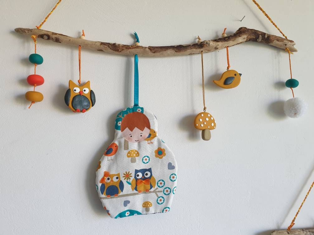 Déco'poupette Garçon sur Bois Flotté. Modèle Hibou.