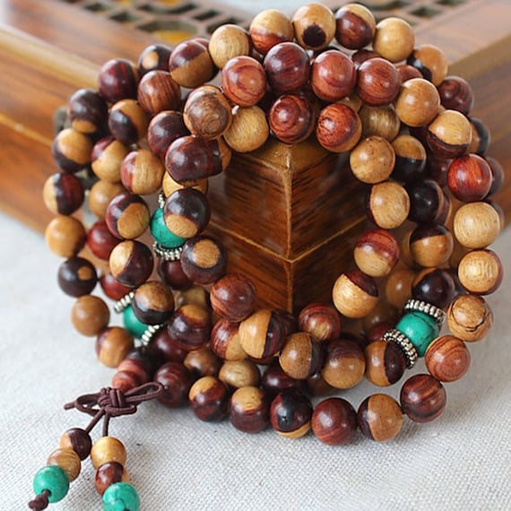 8mm Wooden Wood Round Fragrant Mala Necklace Beaded Buddhist Meditation Jewelry