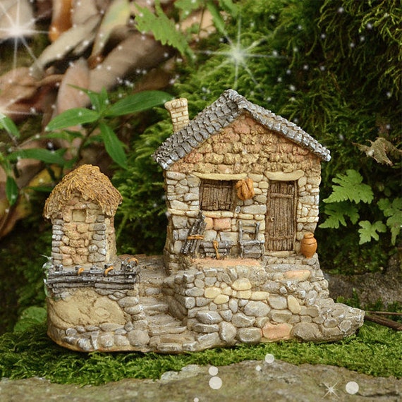Miniature Small Stone Cottage With Step Mini Garden Supplies Etsy