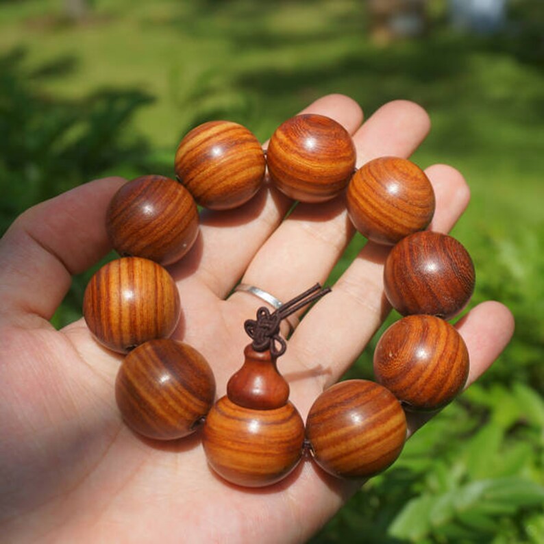 25mm Natural Wood Beads Mala Japa Man Bracelet Diy