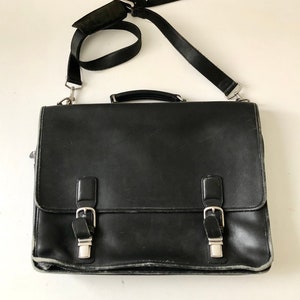 Black Leather Briefcase / Black Leather Attache Case image 1