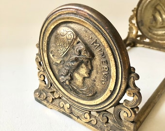 Antique Expandable Art Nouveau Brass Book Ends