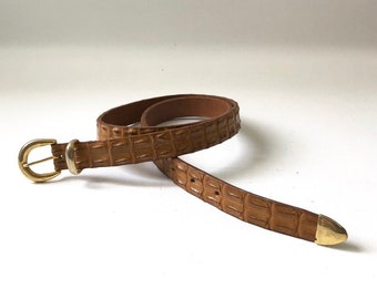 Faux Reptile Brown Leather Belt