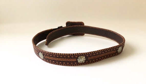 Vintage Woven Leather Belt with A Horse Belt Buck… - image 4