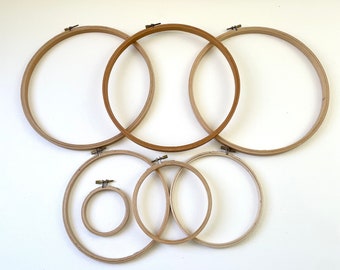 Set of 7 Wooden Embroidery Hoops