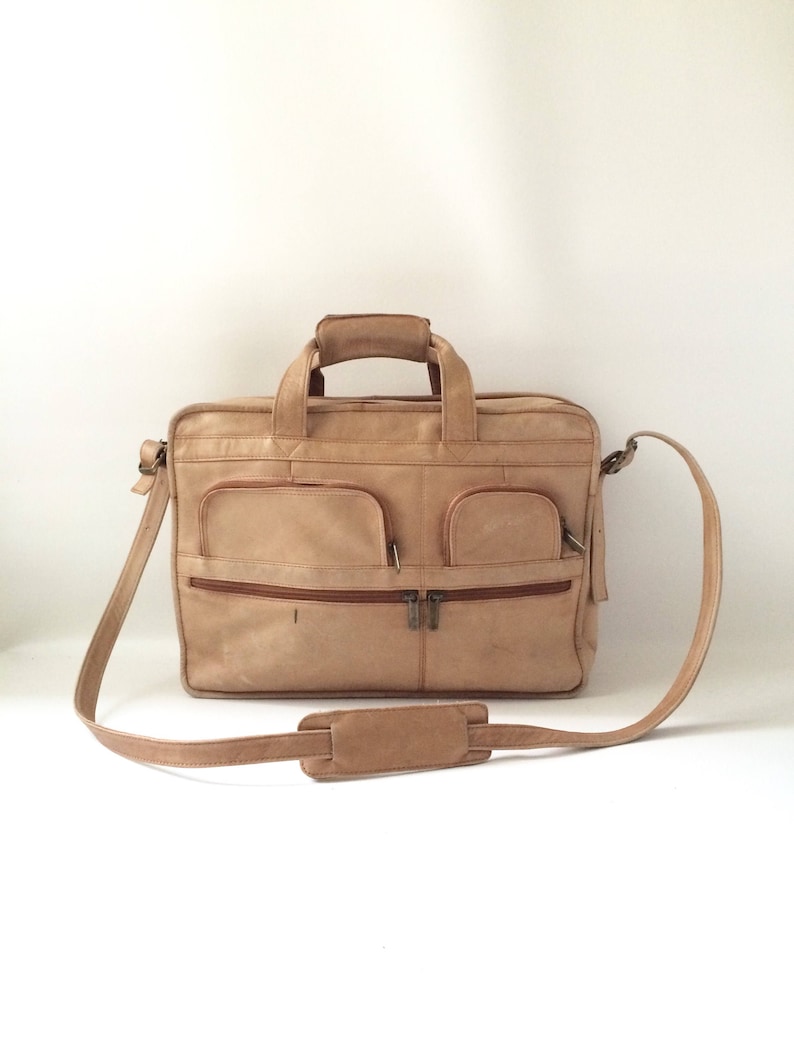 Vintage Soft Brown Leather Briefcase image 1