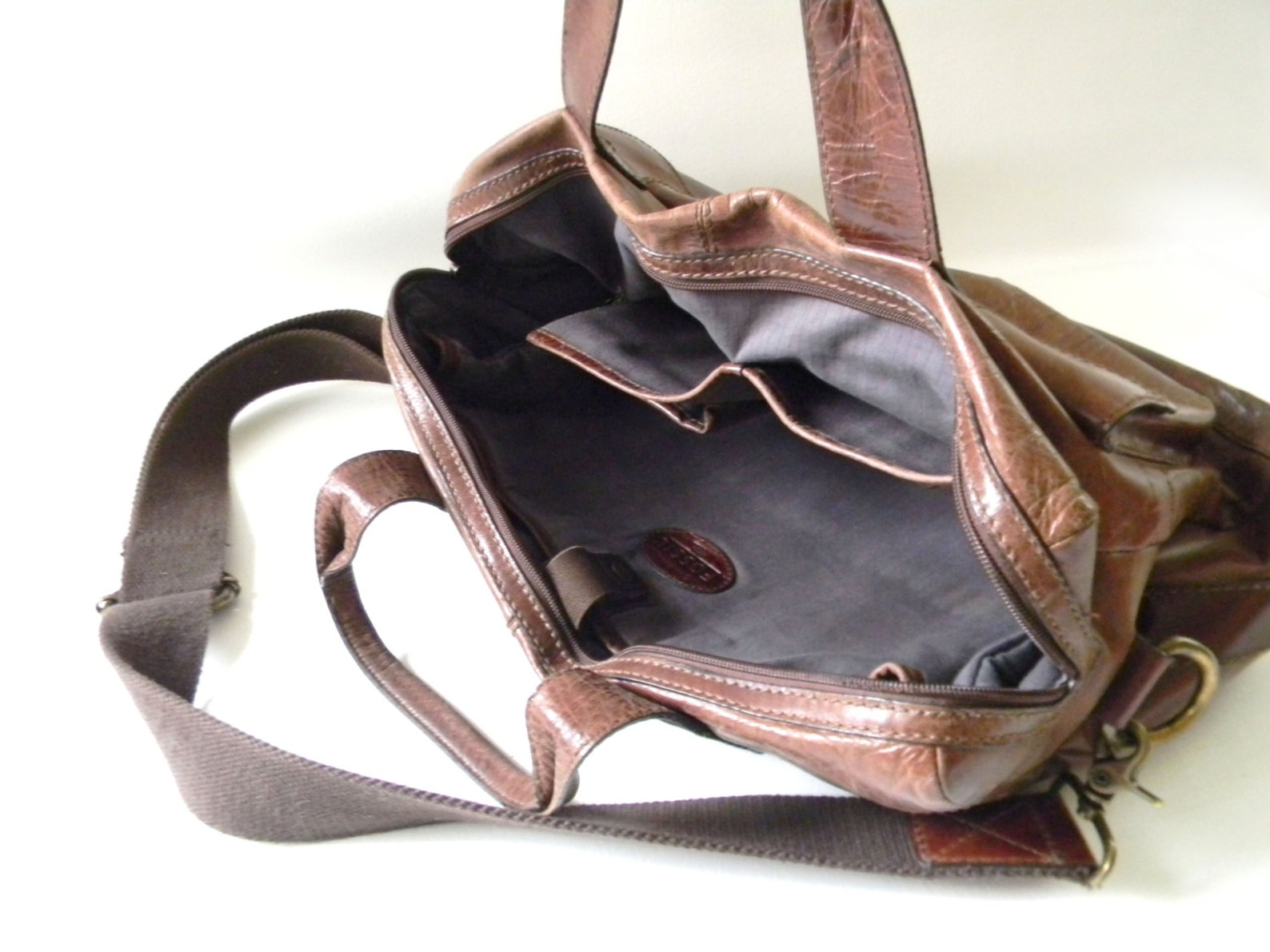 Brown Leather Fossil Briefcase / Soft Brown Leather Briefcase Etsy