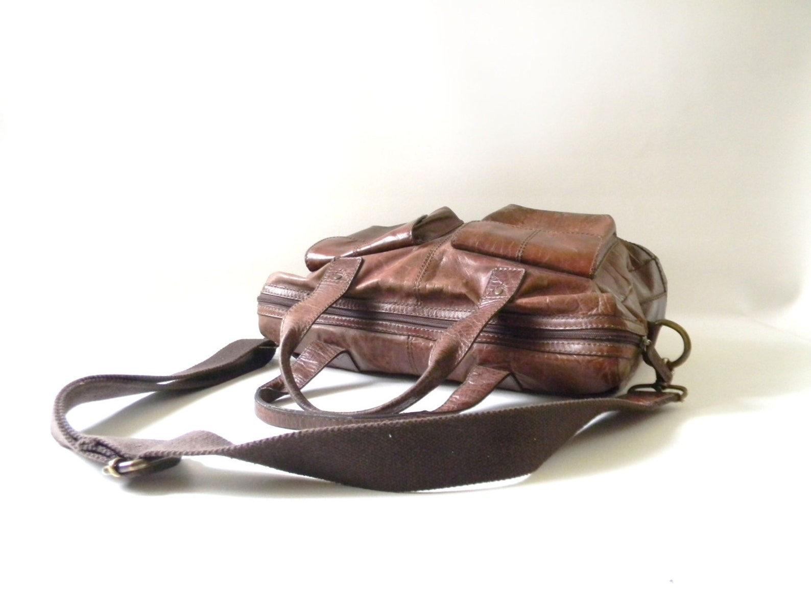 Brown Leather Fossil Briefcase / Soft Brown Leather Briefcase Etsy