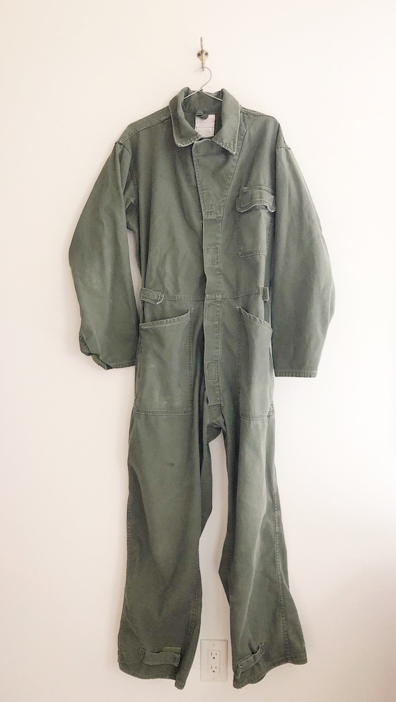 Vintage Army Green Coveralls Size Medium