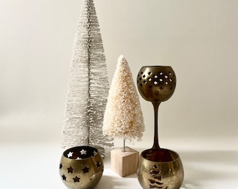 Retro Brass  Candle Holders - Set Of Three