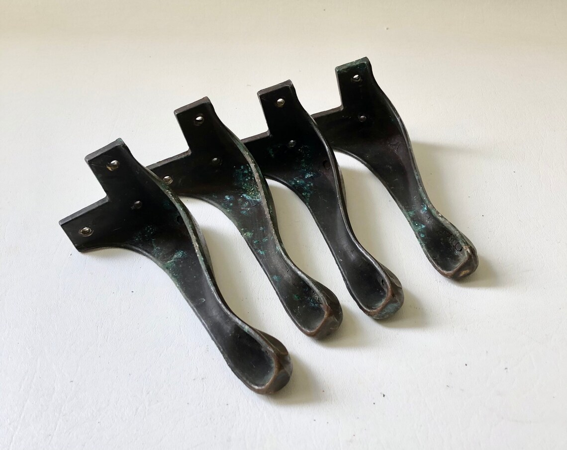 Vintage Set of 4 Brass Furniture Legs Etsy