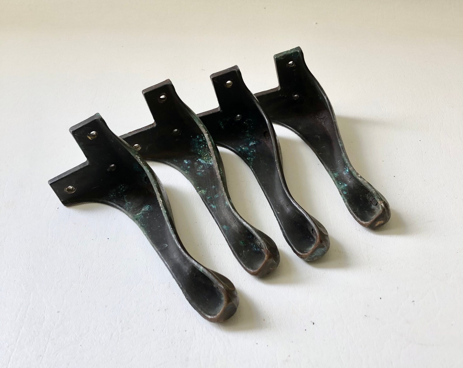 Vintage Set of 4 Brass Furniture Legs Etsy