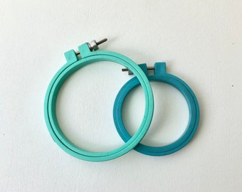 Set of 2 Blue Hard Plastic Embroidery Hoops