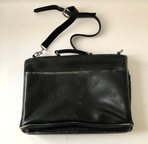 Black Leather Briefcase / Black Leather Attache C… - image 2