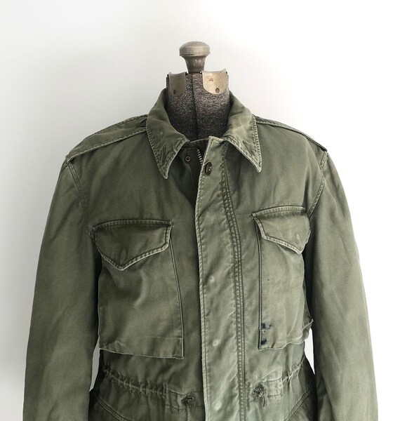 Vintage Green Army Cold Weather Coat With Liner
