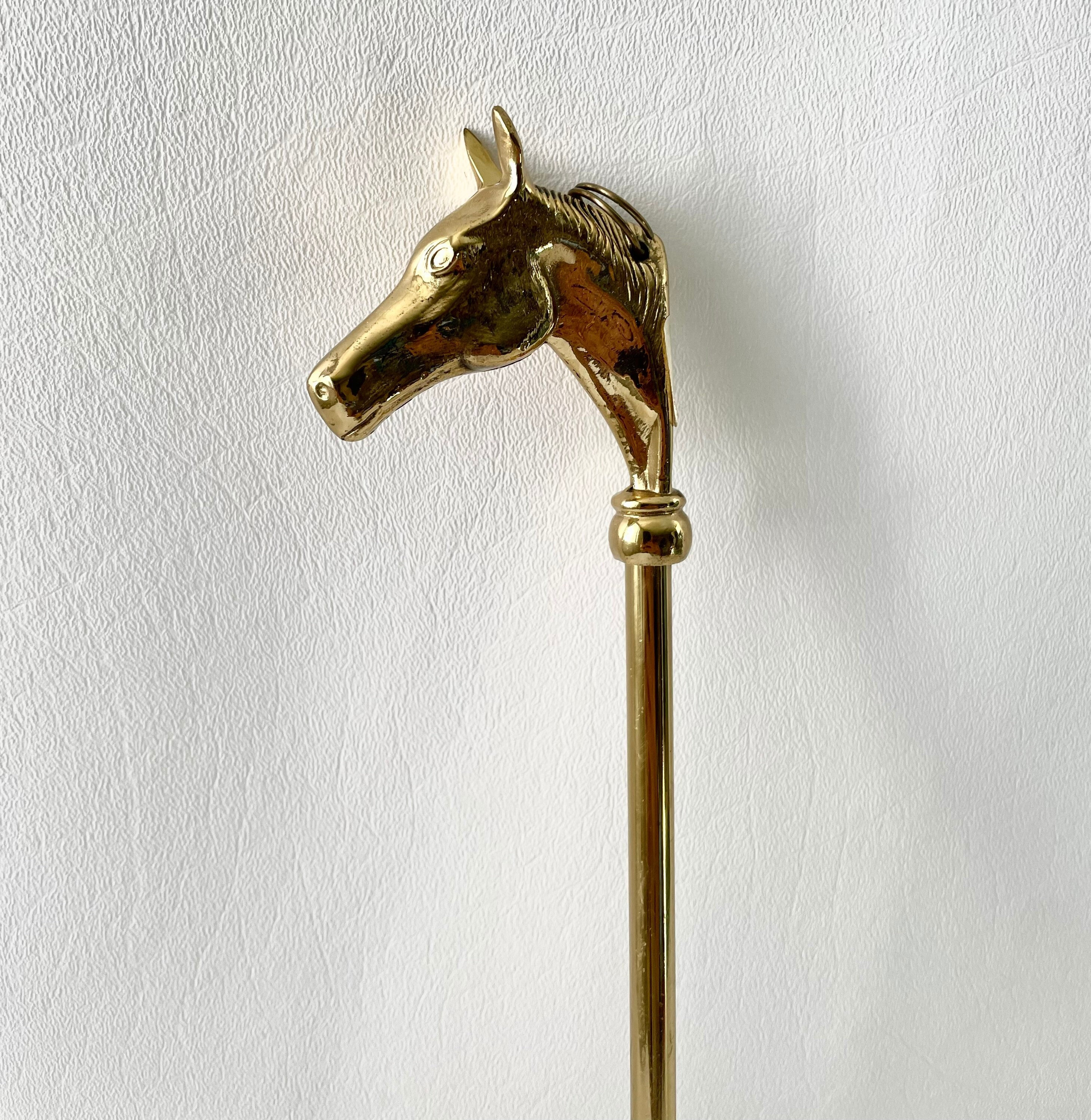 Vintage Brass Shoe Horn With Horse Head Handle 