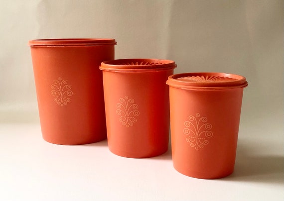 Vintage Orange Tupperware Canister Set 